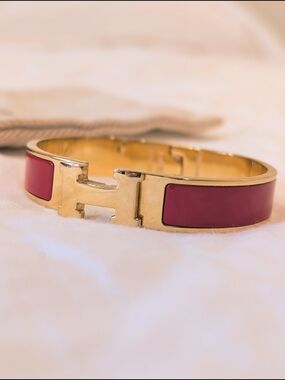 Clic H Bracelet Red Enamel Gold Hardware
